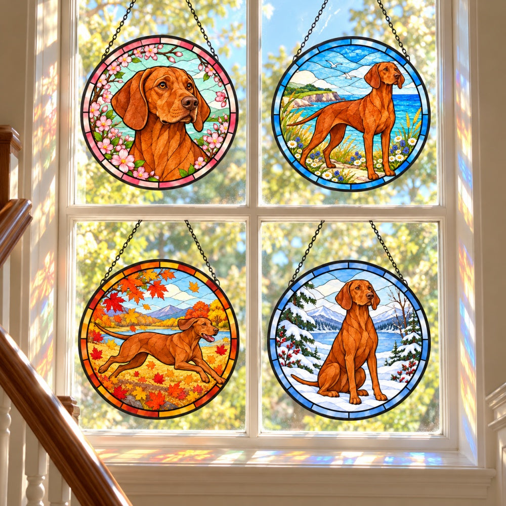 Stained Glass Suncatcher Set of 4 - Vizsla