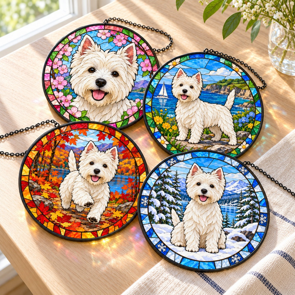 Stained Glass Suncatcher Set of 4 - Westie