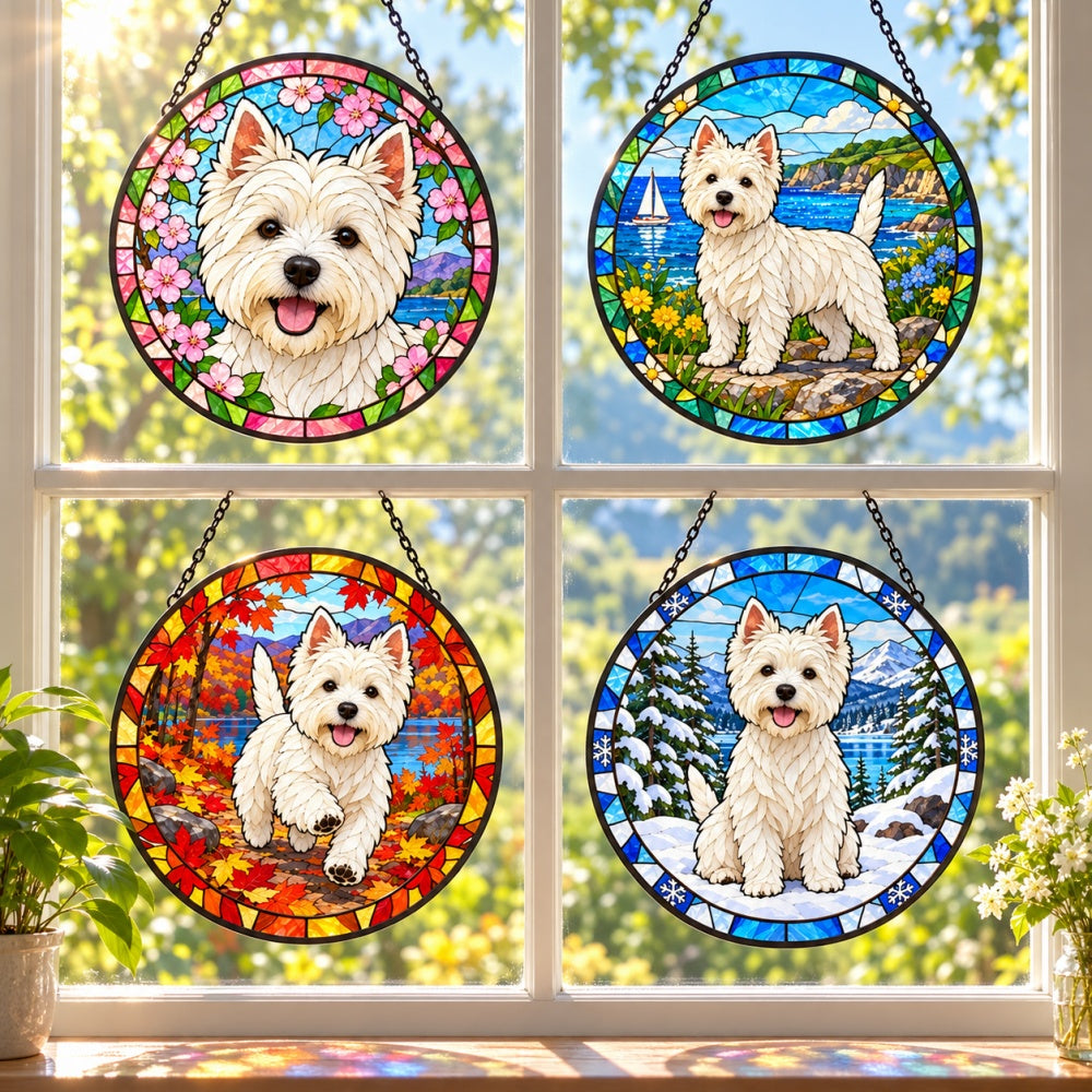 Stained Glass Suncatcher Set of 4 - Westie