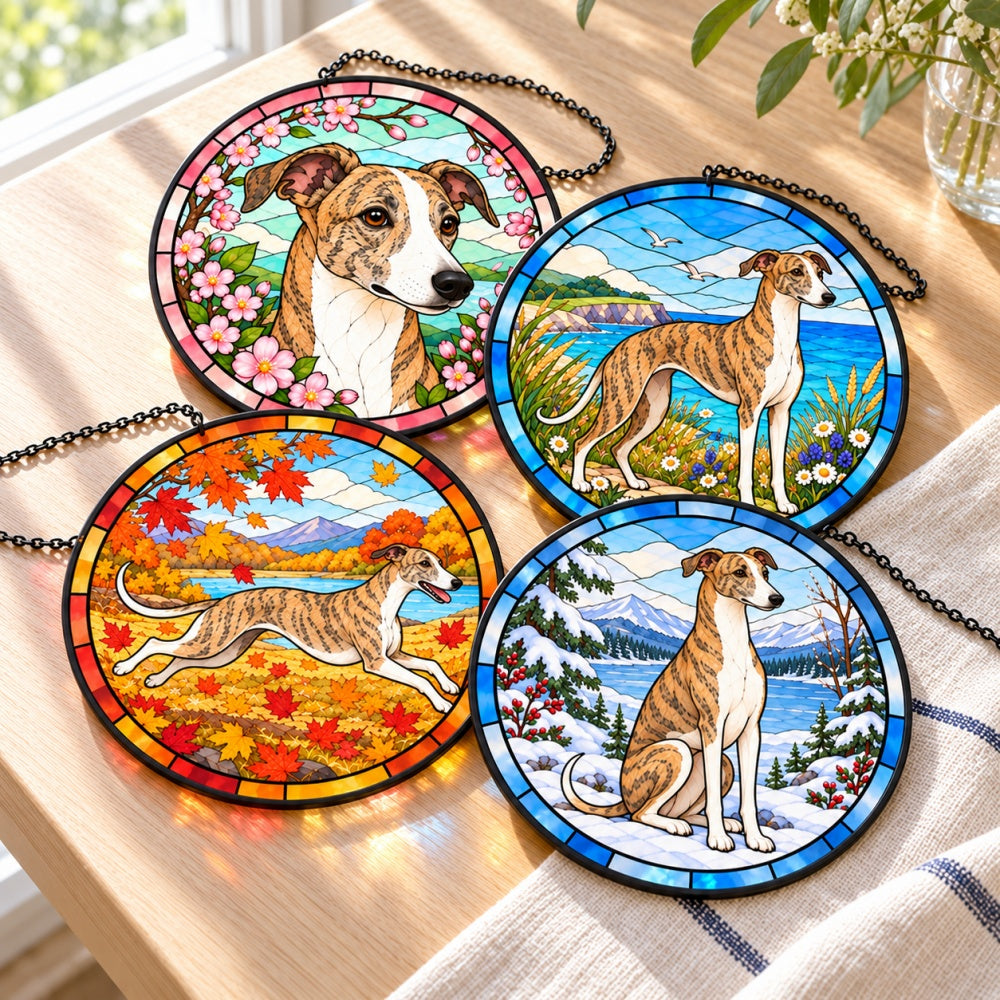 Stained Glass Suncatcher Set of 4 - Whippet