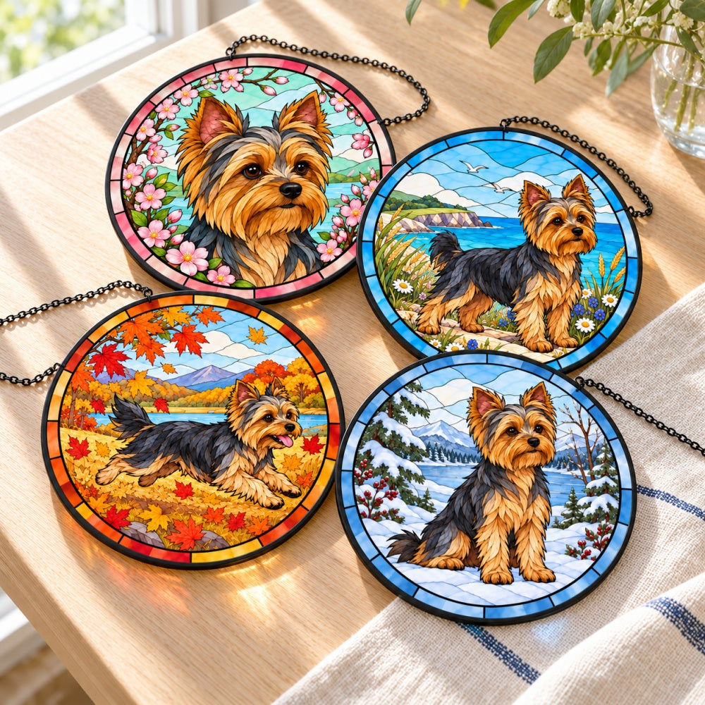 Stained Glass Suncatcher Set of 4 - Yorkshire Terrier