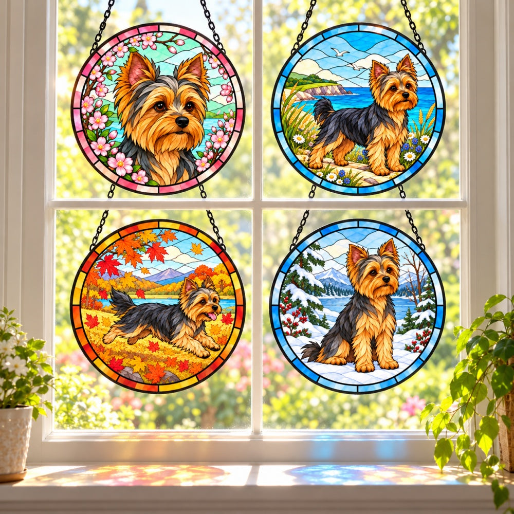 Stained Glass Suncatcher Set of 4 - Yorkshire Terrier