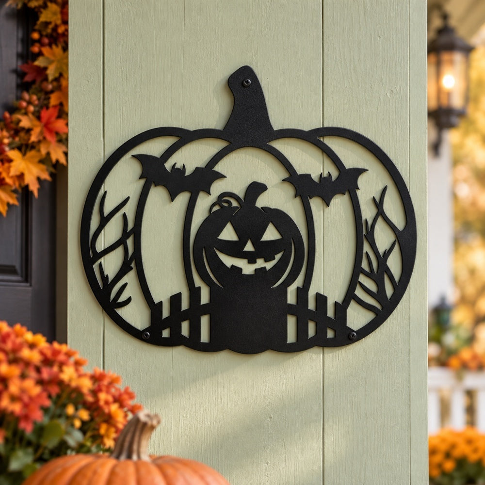 Metal Wall Art - Halloween Jack-O’-Lantern and Bats