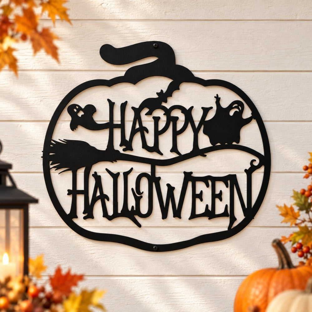 Metal Wall Art - Happy Halloween Pumpkin