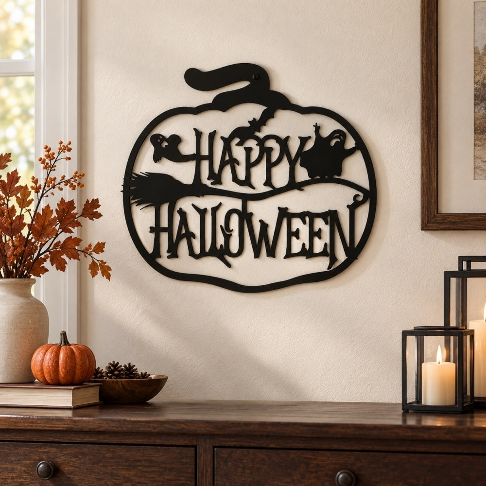 Metal Wall Art - Happy Halloween Pumpkin