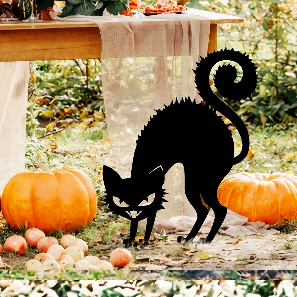 Metal Garden Stake – Arched Black Cat