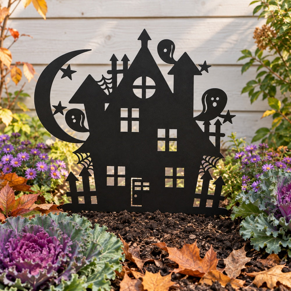 Metal Garden Stake – Haunted House