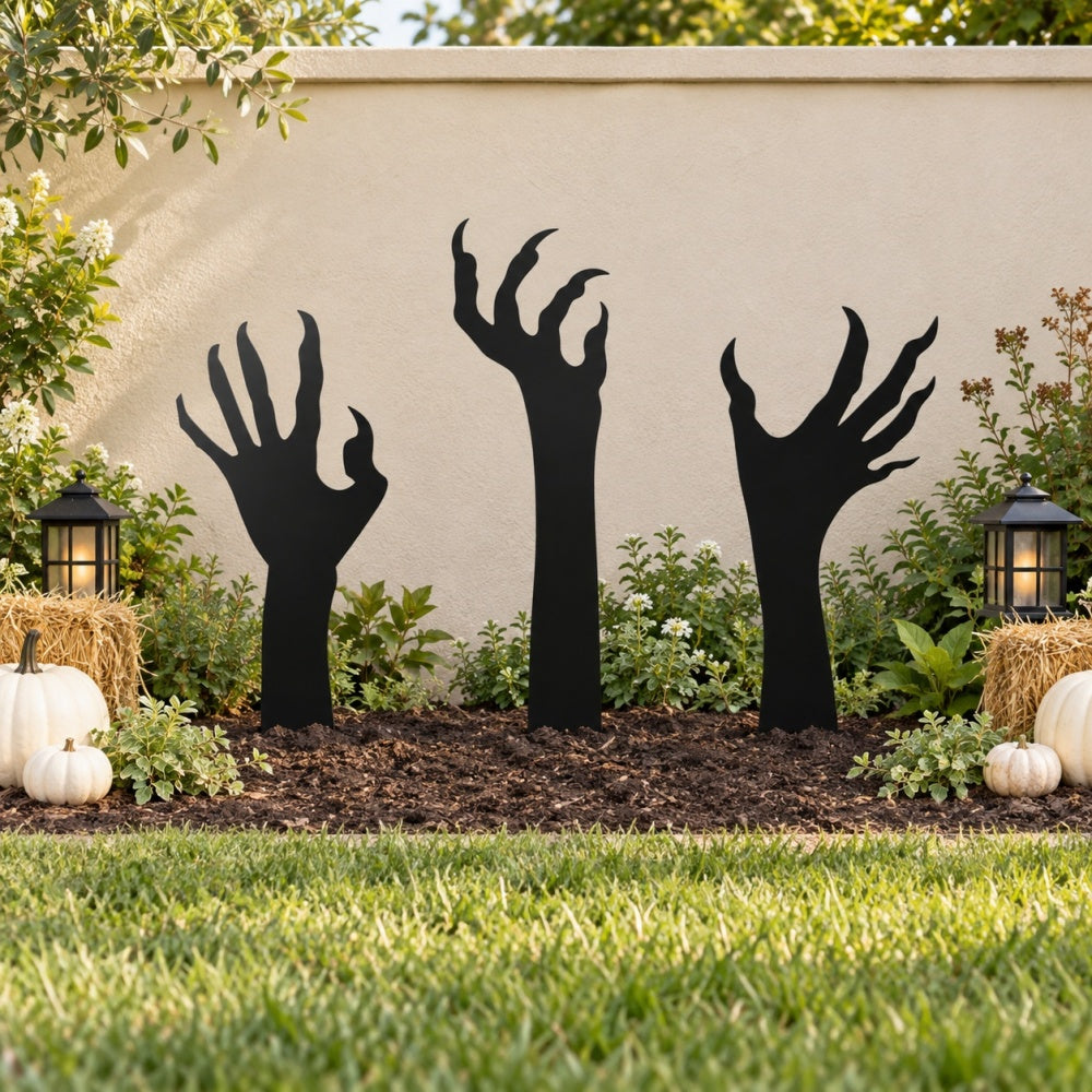 Metal Garden Stakes - Halloween Creepy Hands  3 pack