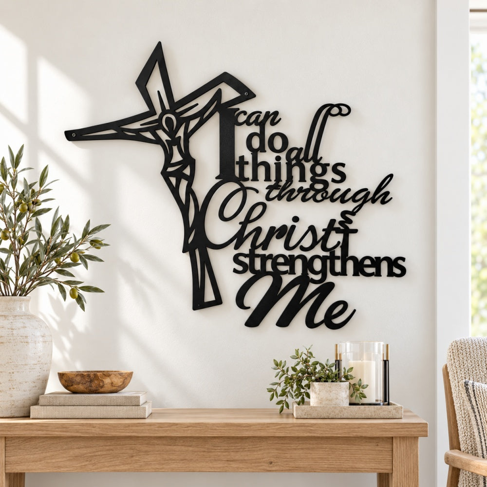 Metal Wall Art - I Can Do All Things Through Christ Cross
