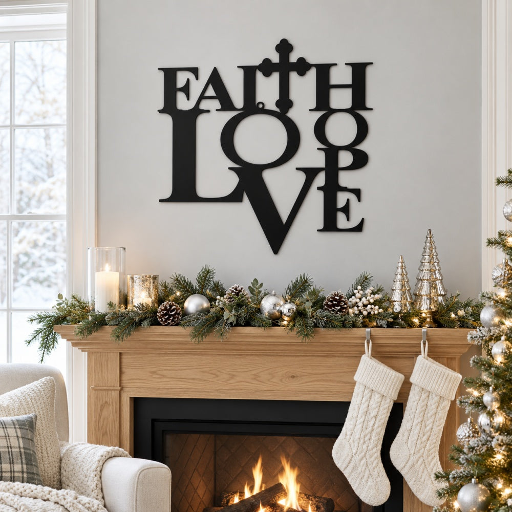 Metal Wall Art - FAITH HOPE LOVE