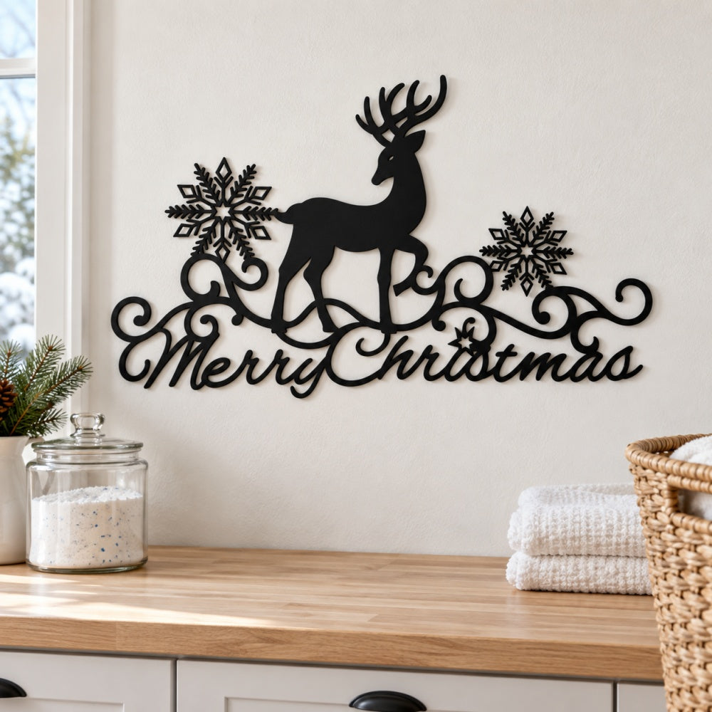 Metal Wall Art - Merry Christmas Reindeer