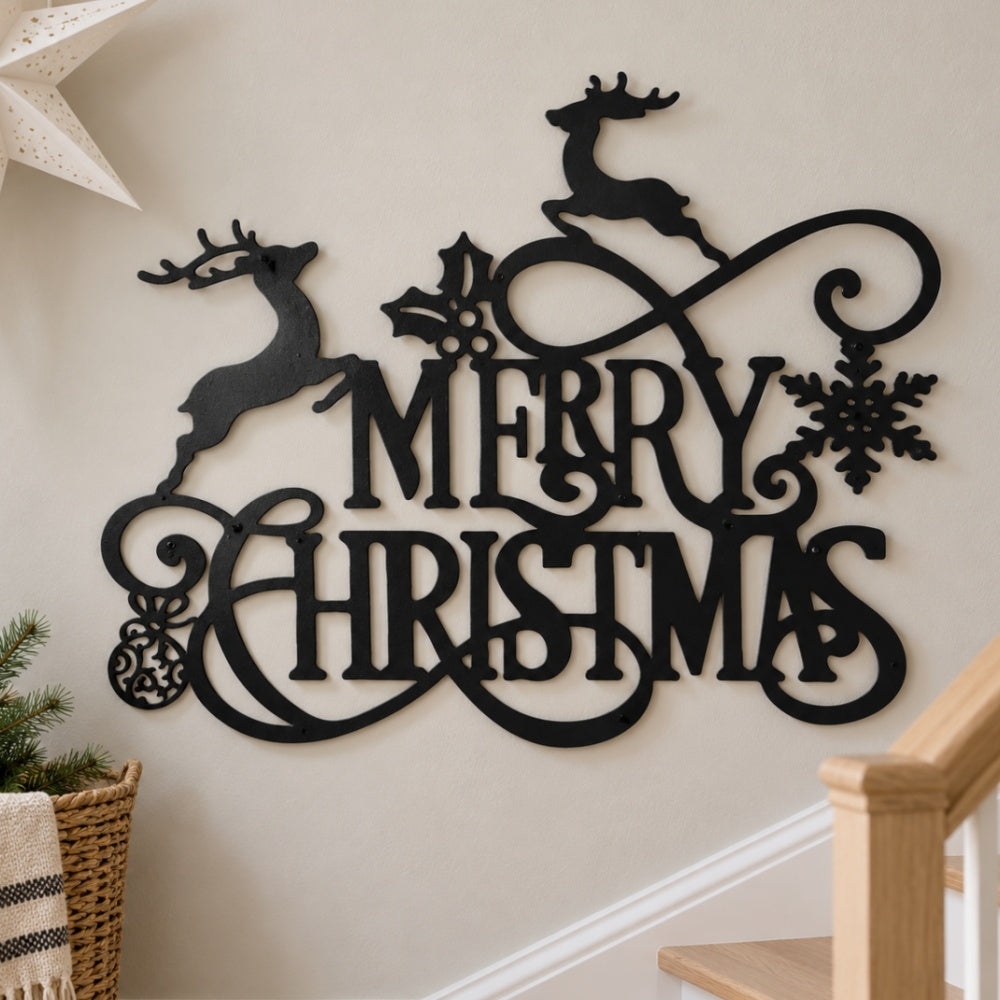 Metal Wall Art - Merry Christmas Reindeer