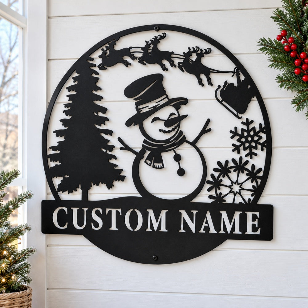 Personalized Metal Wall Art - Christmas Snowman