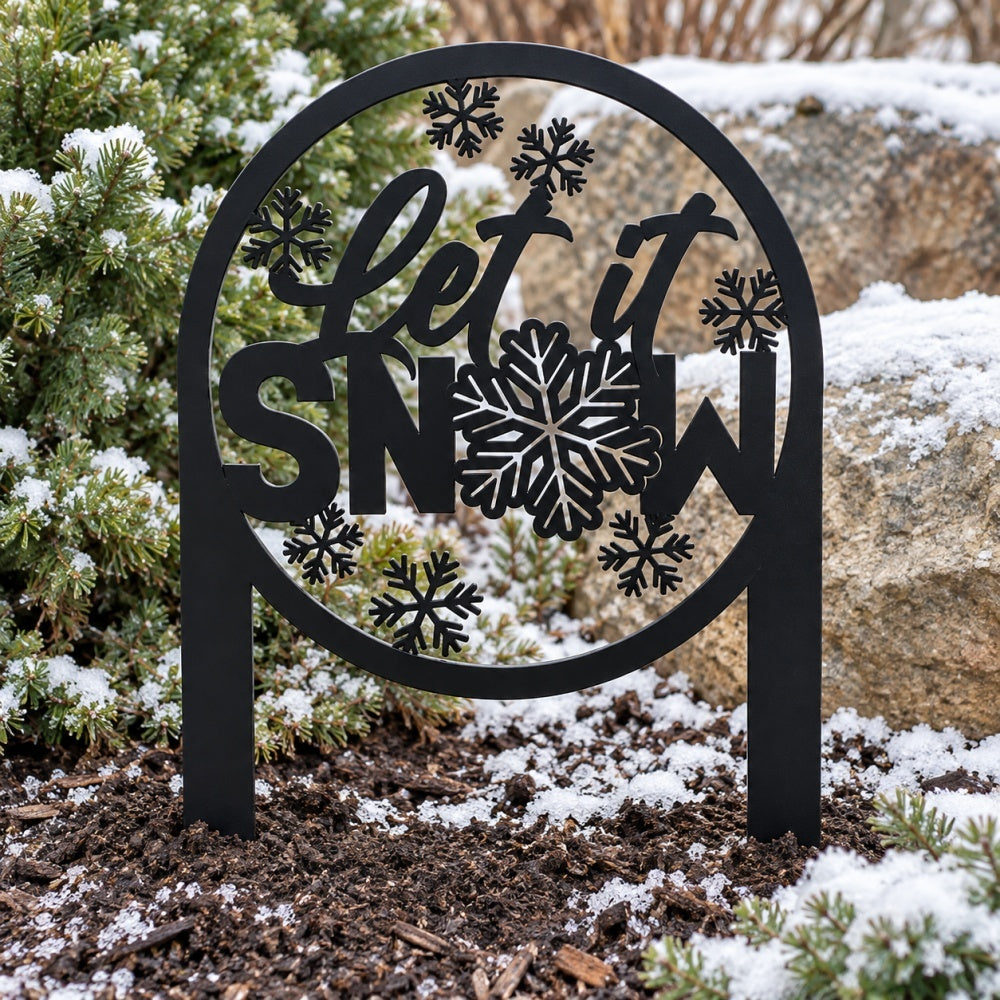 Metal Garden Stake – Let it Snow