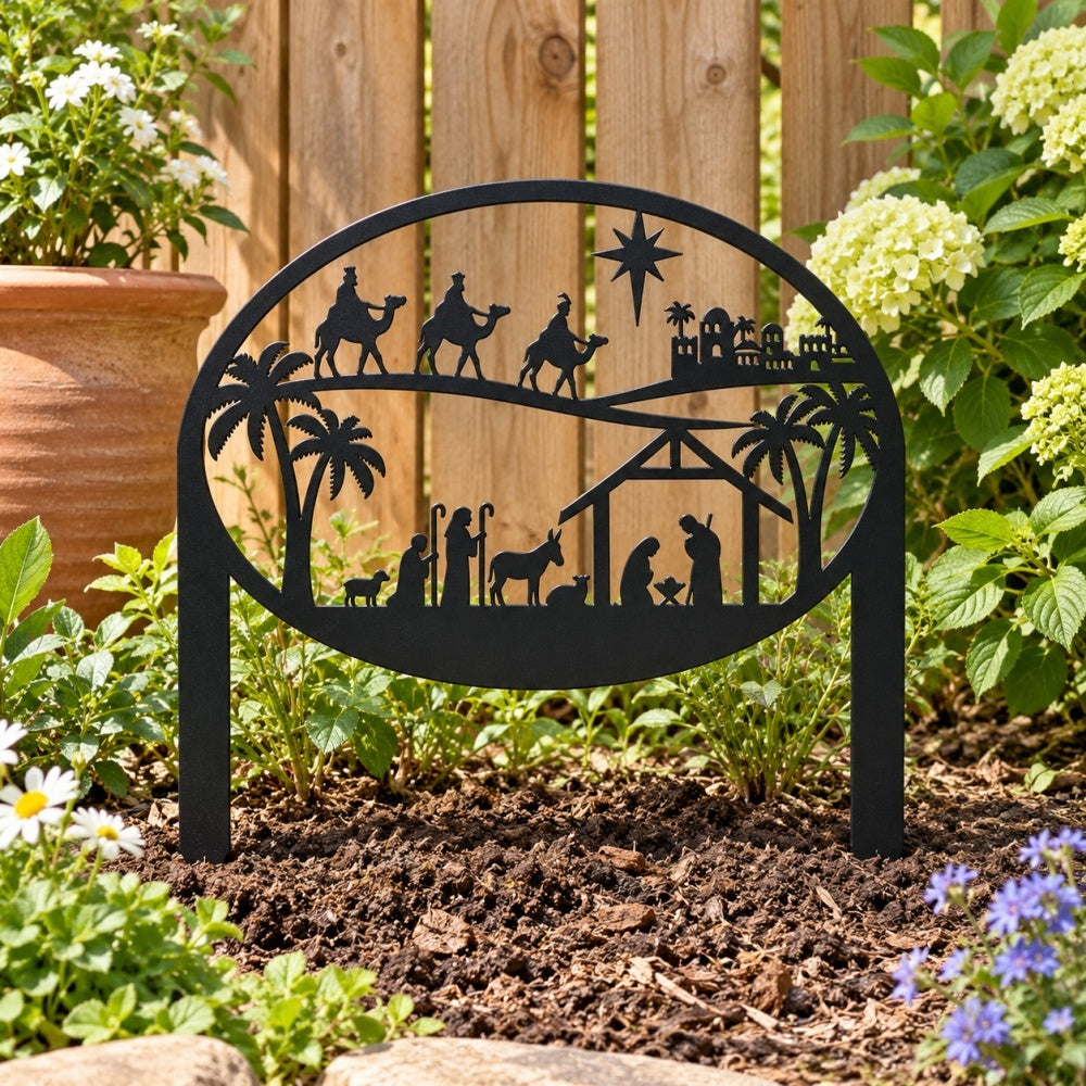 Metal Garden Stake – Nativity Scene with Three Wise Men