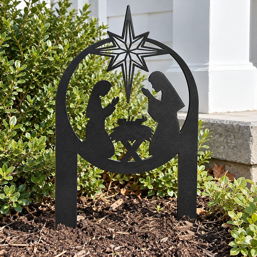 Metal Garden Stake – Nativity with Bethlehem Star