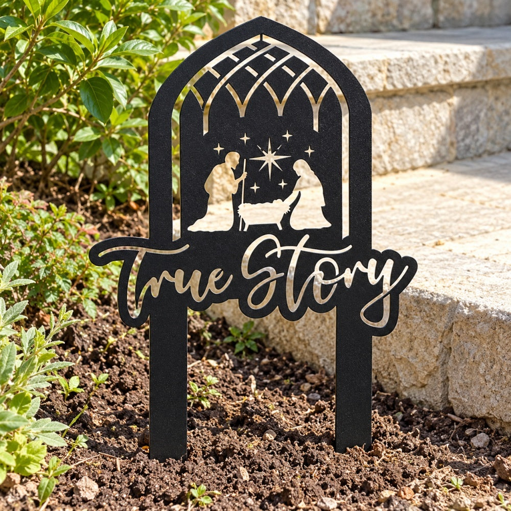 Metal Garden Stake – True Story Nativity