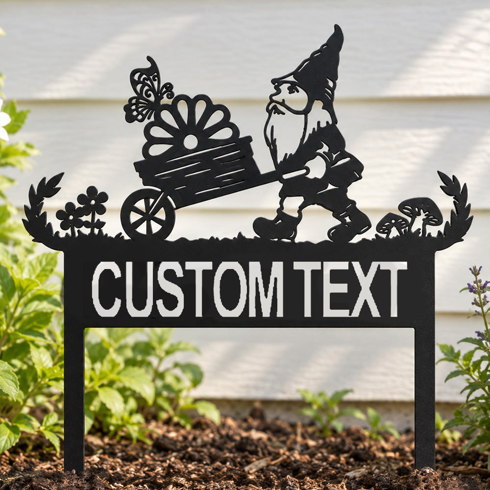 Personalized Metal Garden Stake -  Garden Gnome