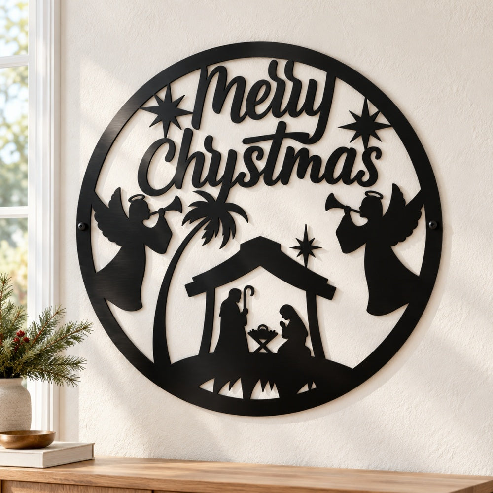 Metal Wall Art - Merry Christmas Nativity