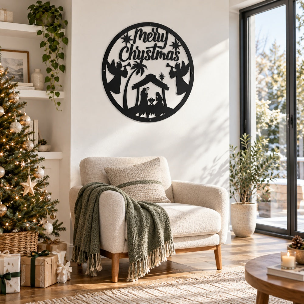 Metal Wall Art - Merry Christmas Nativity