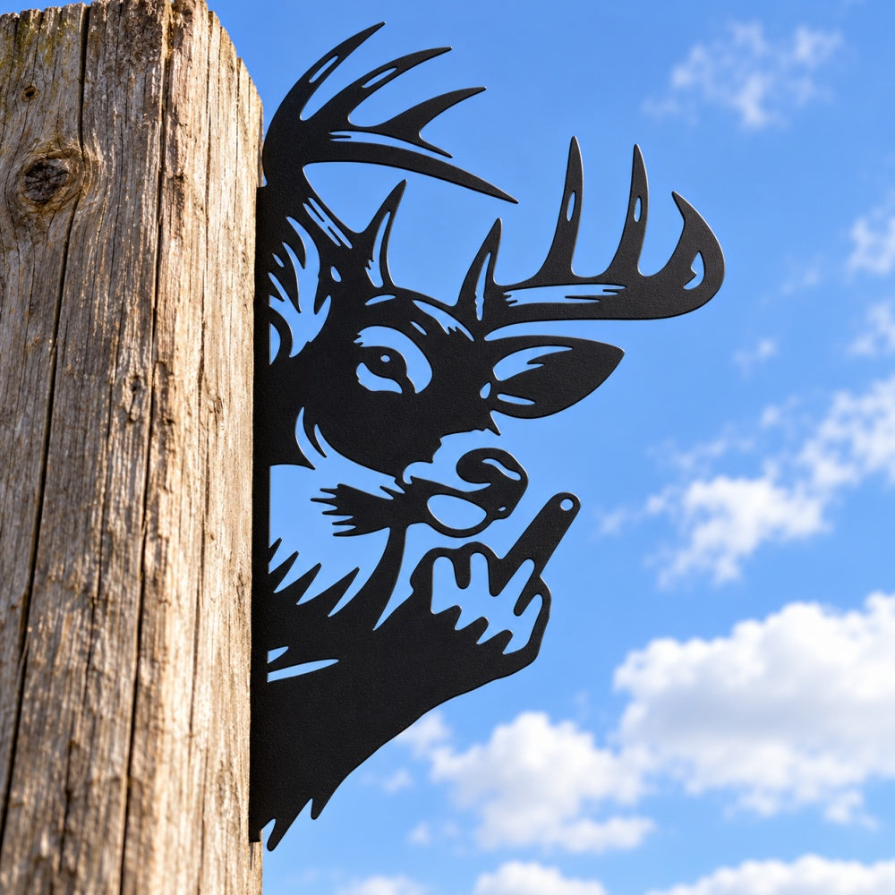 Funny Metal Animal Fence Peeker - Deer