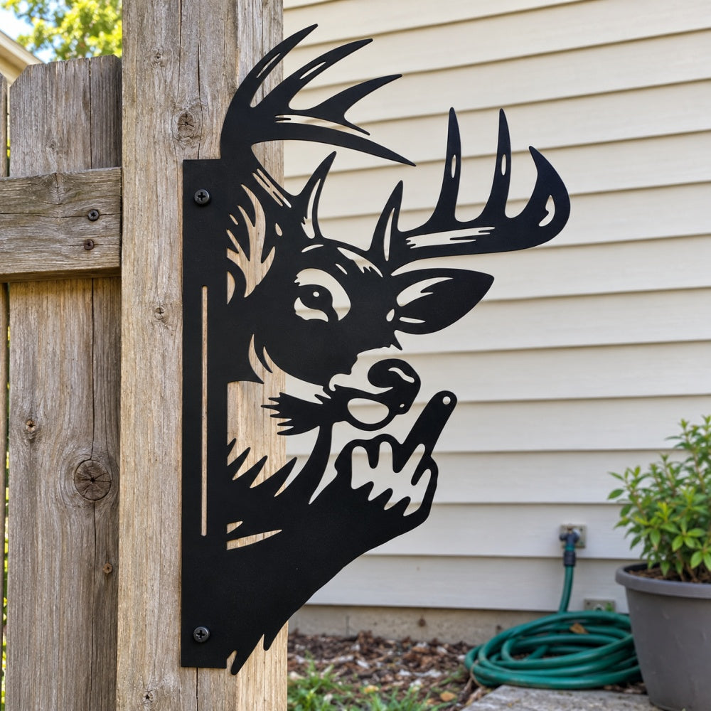 Funny Metal Animal Fence Peeker - Deer