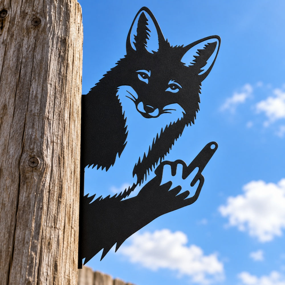 Funny Metal Animal Fence Peeker - Fox