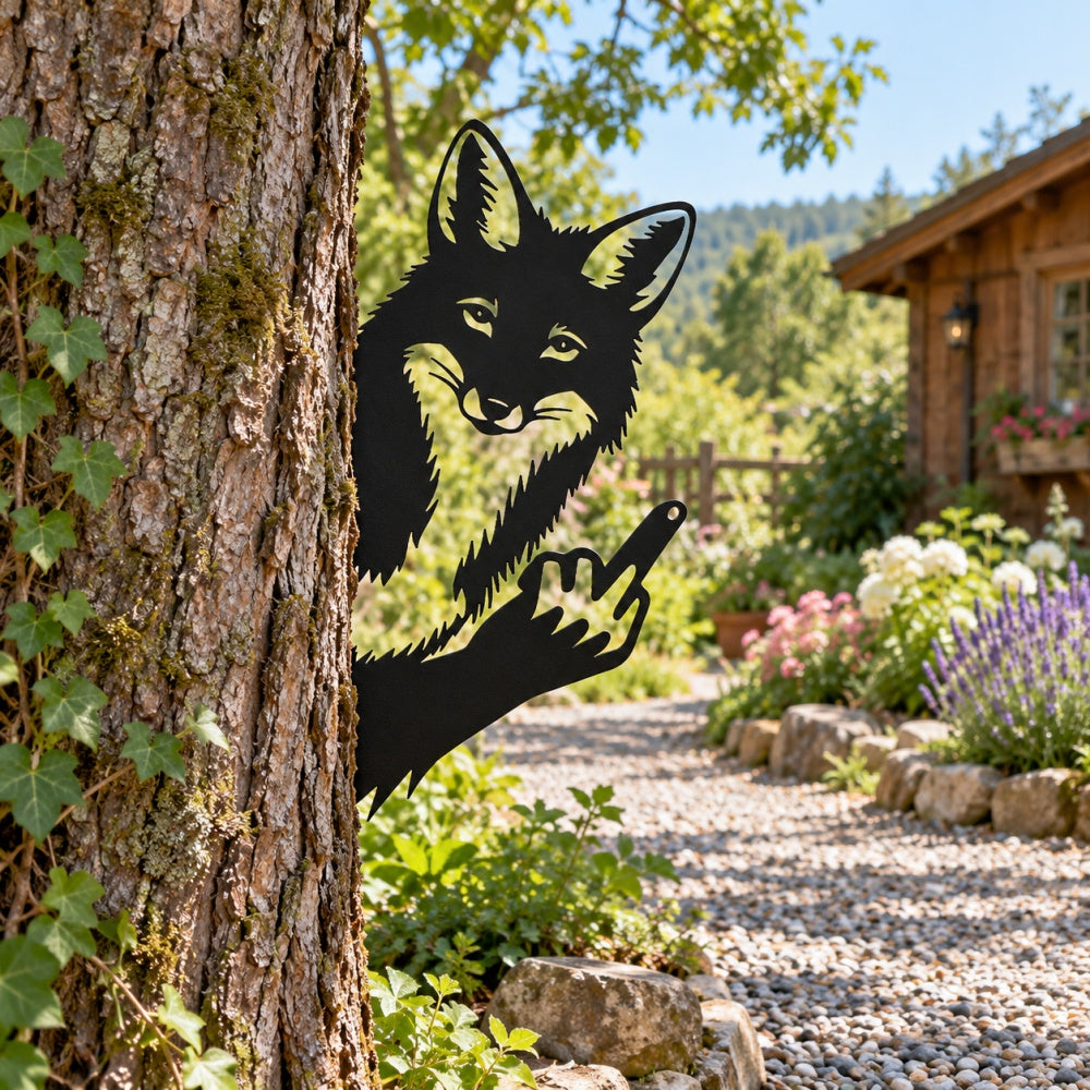 Funny Metal Animal Fence Peeker - Fox