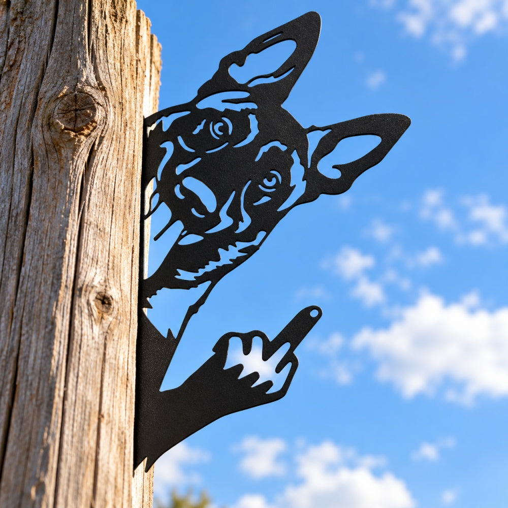 Funny Metal Animal Fence Peeker - German Shepherd