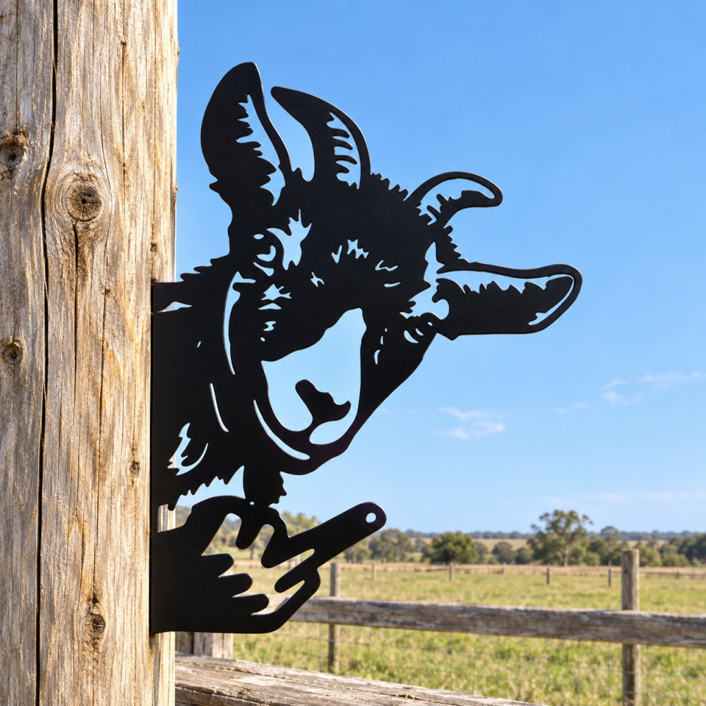 Funny Metal Animal Fence Peeker - Goat
