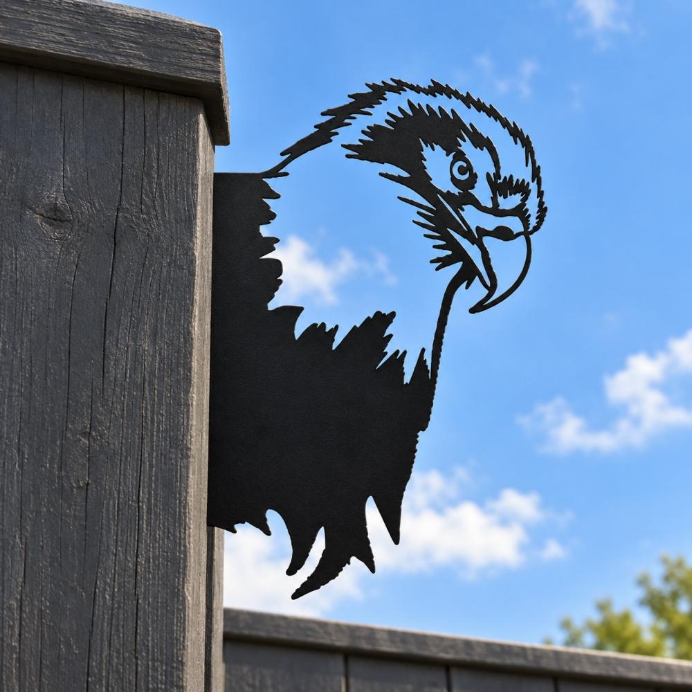Metal Animal Fence Peekers - Bald Eagle