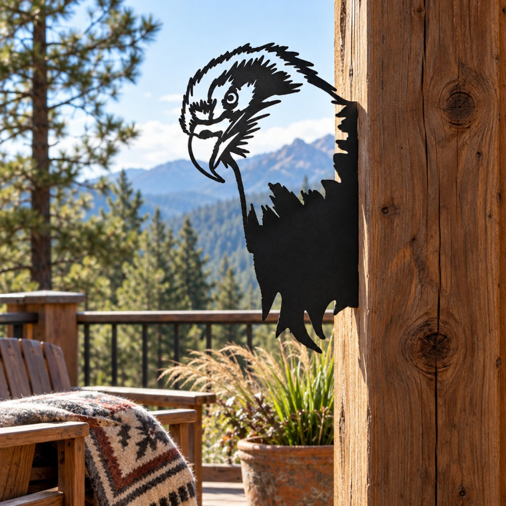 Metal Animal Fence Peekers - Bald Eagle