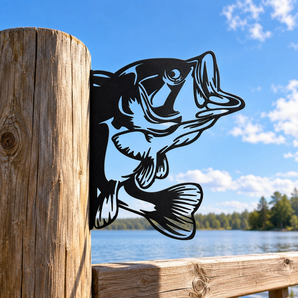 Metal Animal Fence Peekers - Bass Fish