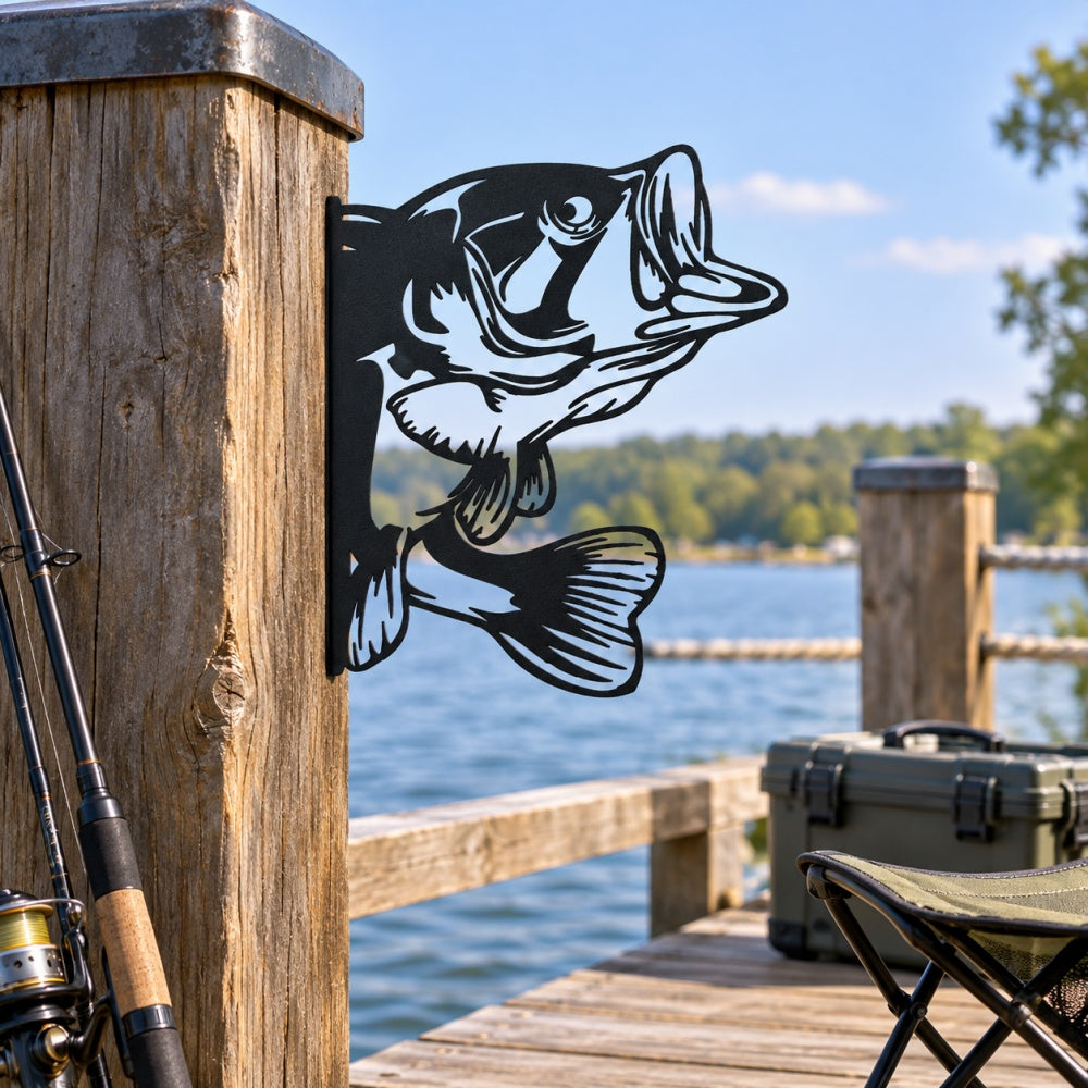 Metal Animal Fence Peekers - Bass Fish