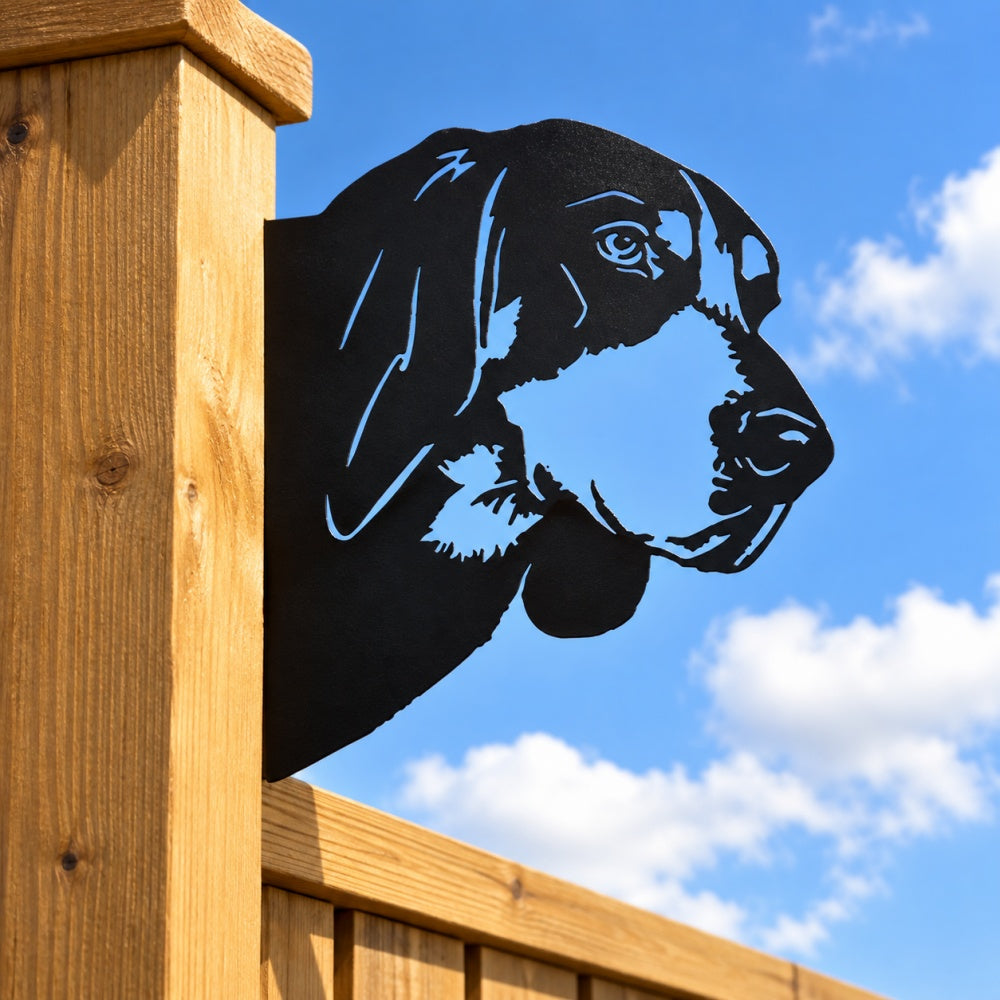 Metal Animal Fence Peekers - Bernese Mountain Dog