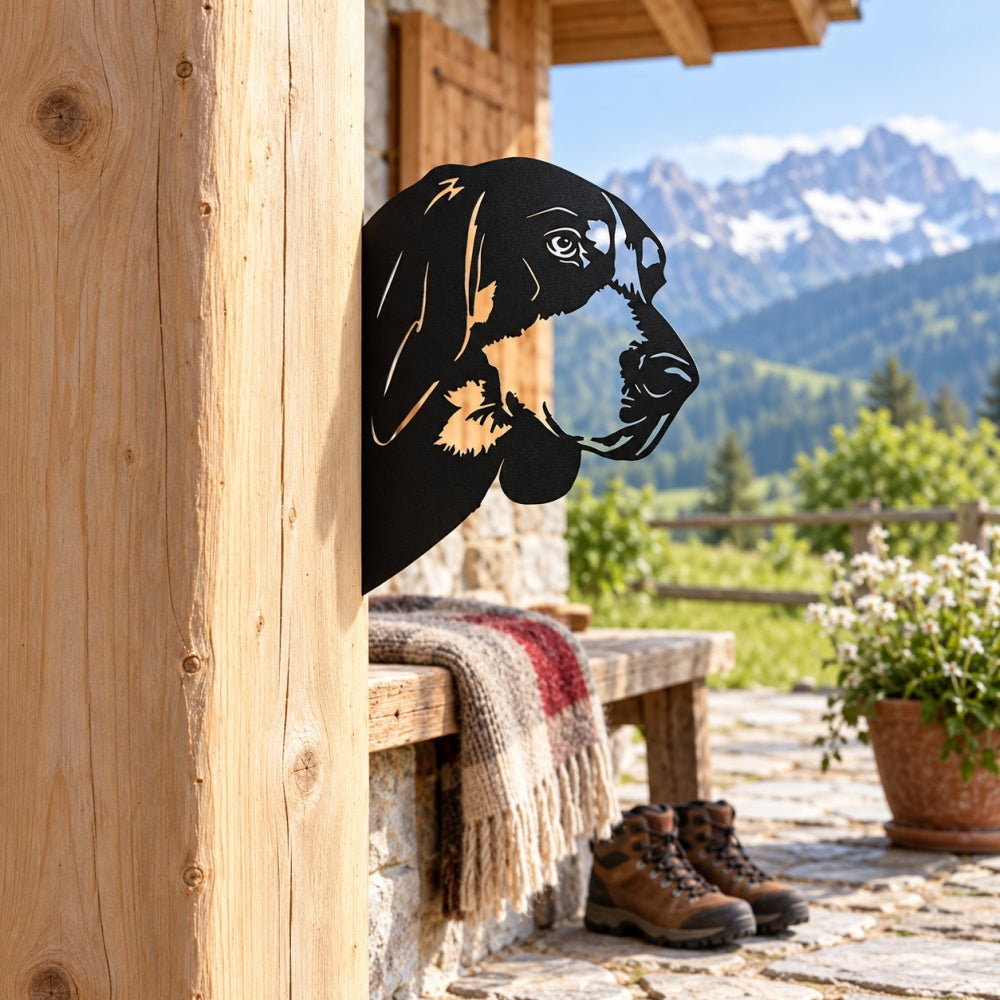 Metal Animal Fence Peekers - Bernese Mountain Dog