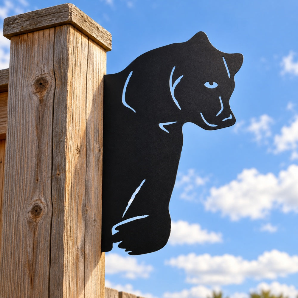 Metal Animal Fence Peekers - Black Bear
