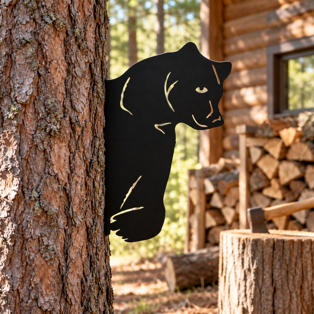 Metal Animal Fence Peekers - Black Bear