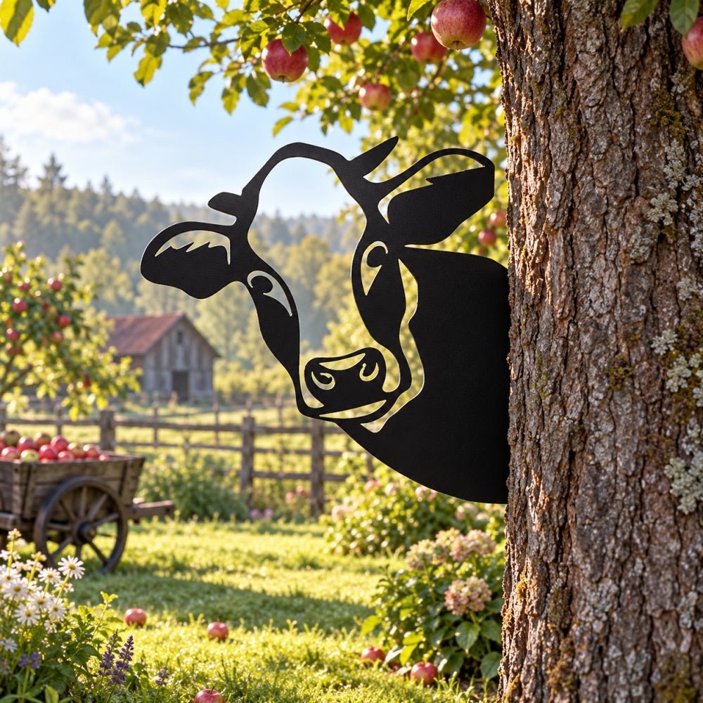 Metal Animal Fence Peekers - Dairy Cow