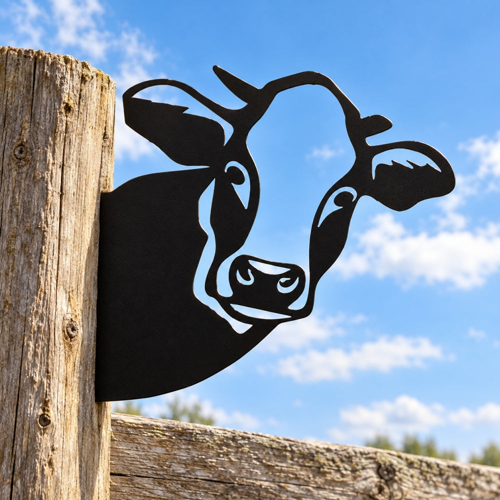 Metal Animal Fence Peekers - Dairy Cow