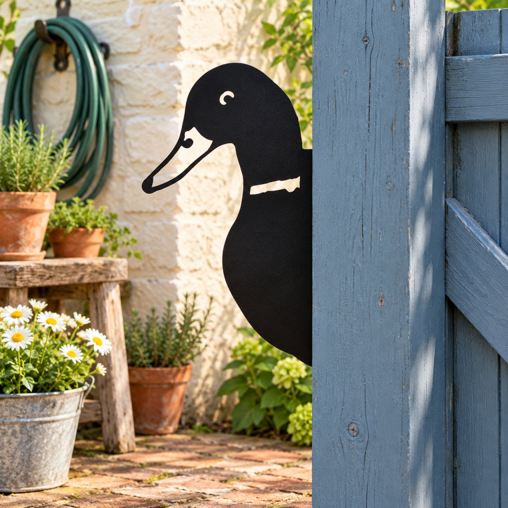 Metal Animal Fence Peekers - Duck
