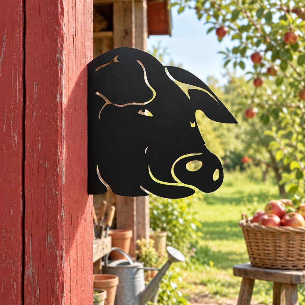 Metal Animal Fence Peekers - Farm Pig
