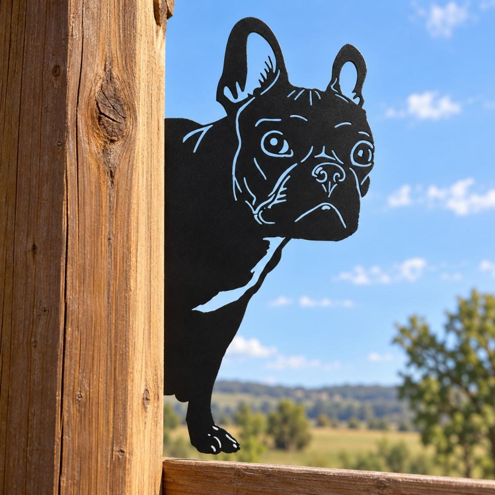Metal Animal Fence Peekers - French Bulldog