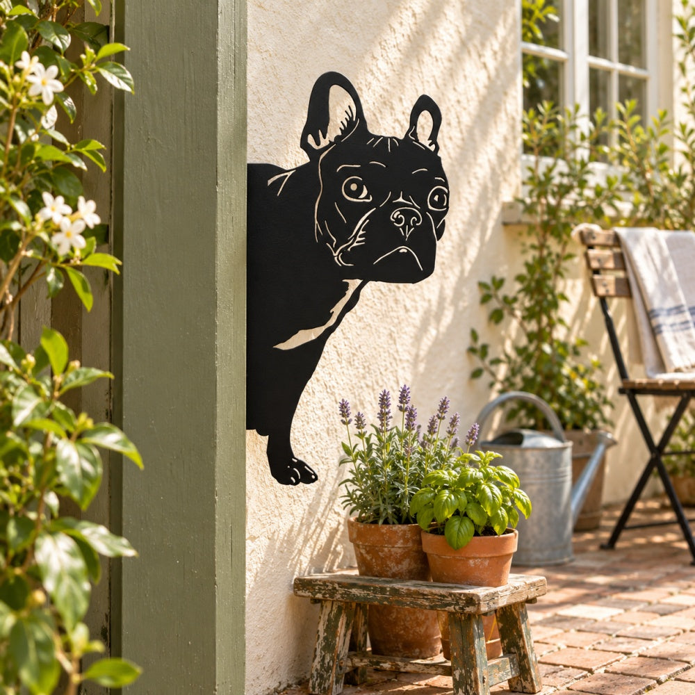 Metal Animal Fence Peekers - French Bulldog