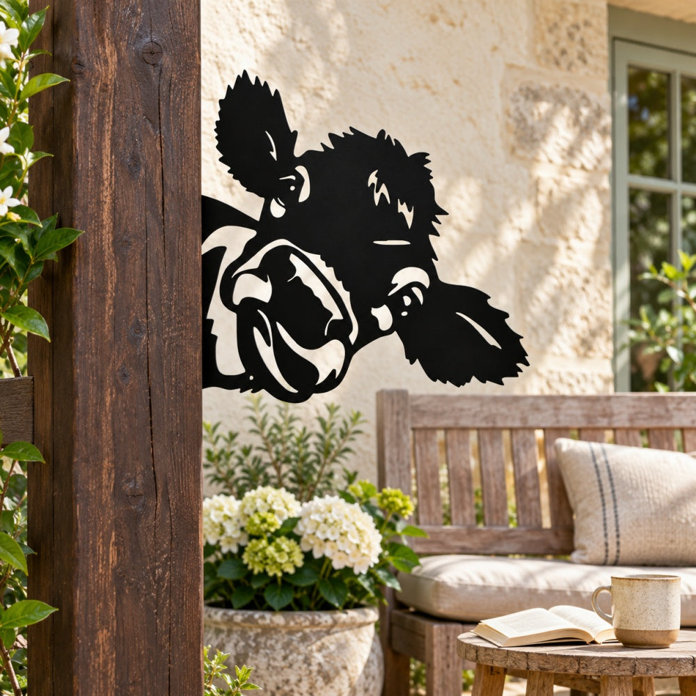 Metal Animal Fence Peekers - Highland Cow