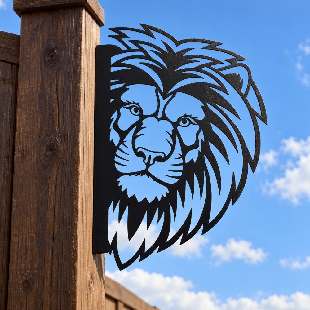 Metal Animal Fence Peekers - Lion