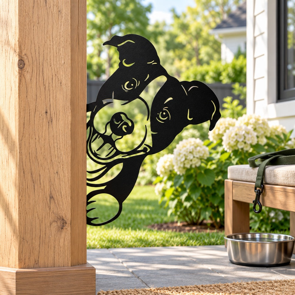 Metal Animal Fence Peekers - Pit Bull