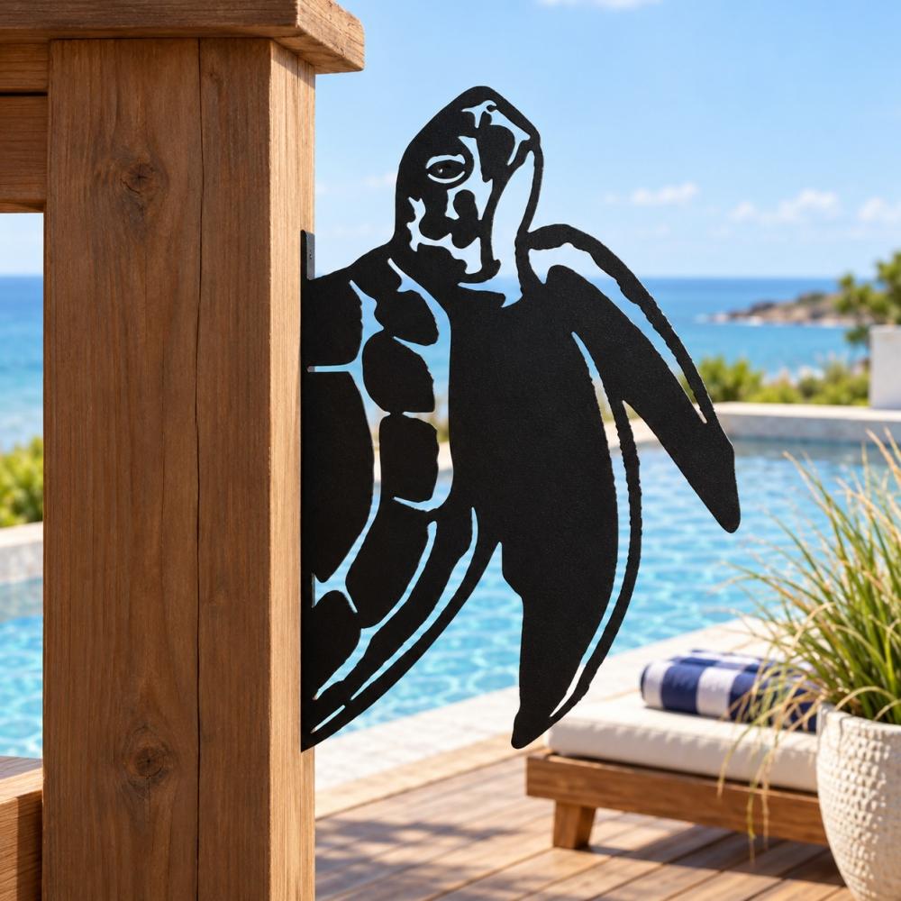 Metal Animal Fence Peekers - Sea Turtle
