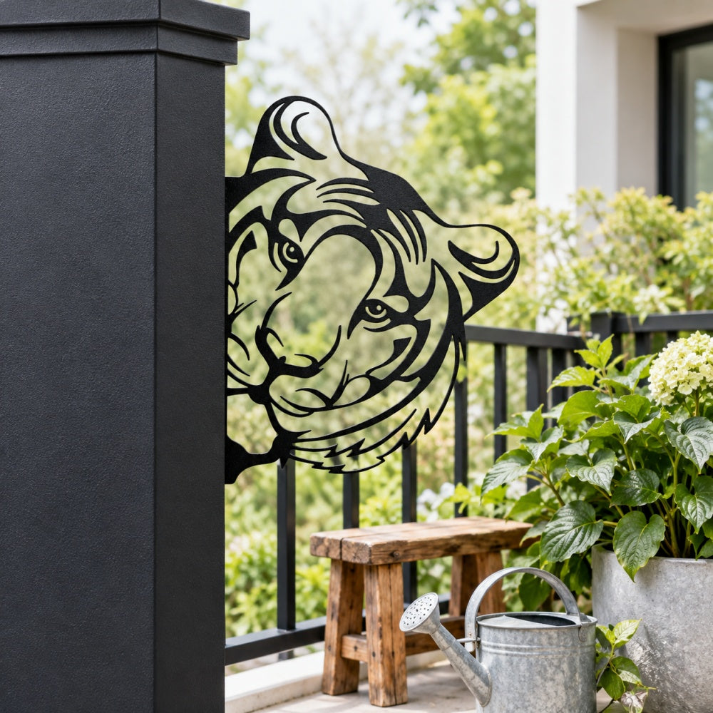 Metal Animal Fence Peekers - Tiger