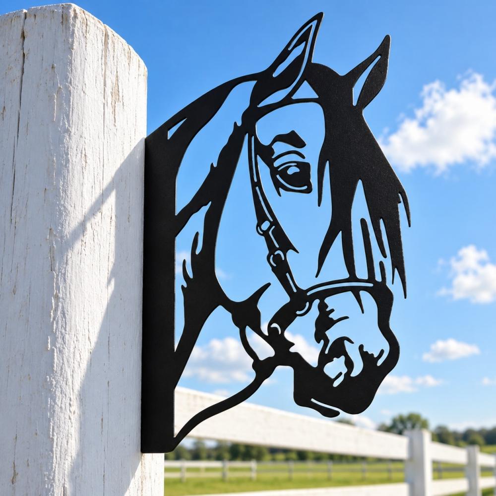 Metal Animal Fence Peekers - White Horse